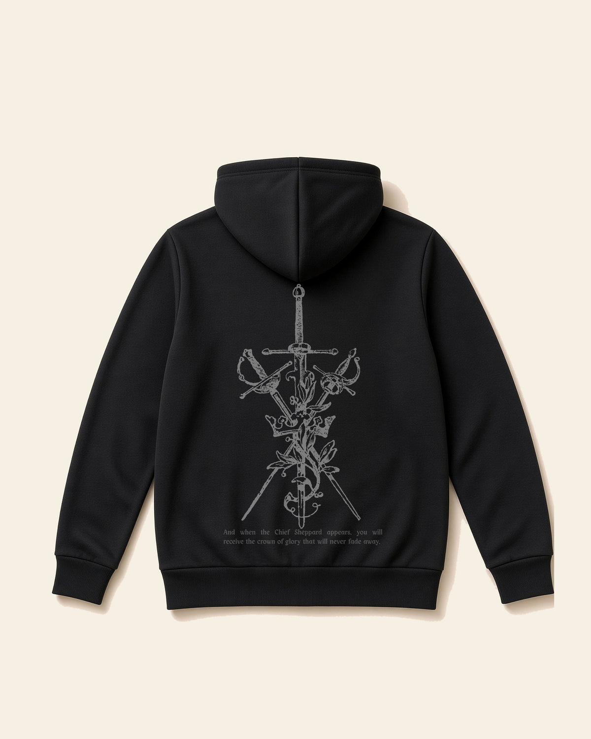 Crown of Glory - Adult Heavyweight Fleece Hoodie, black, back