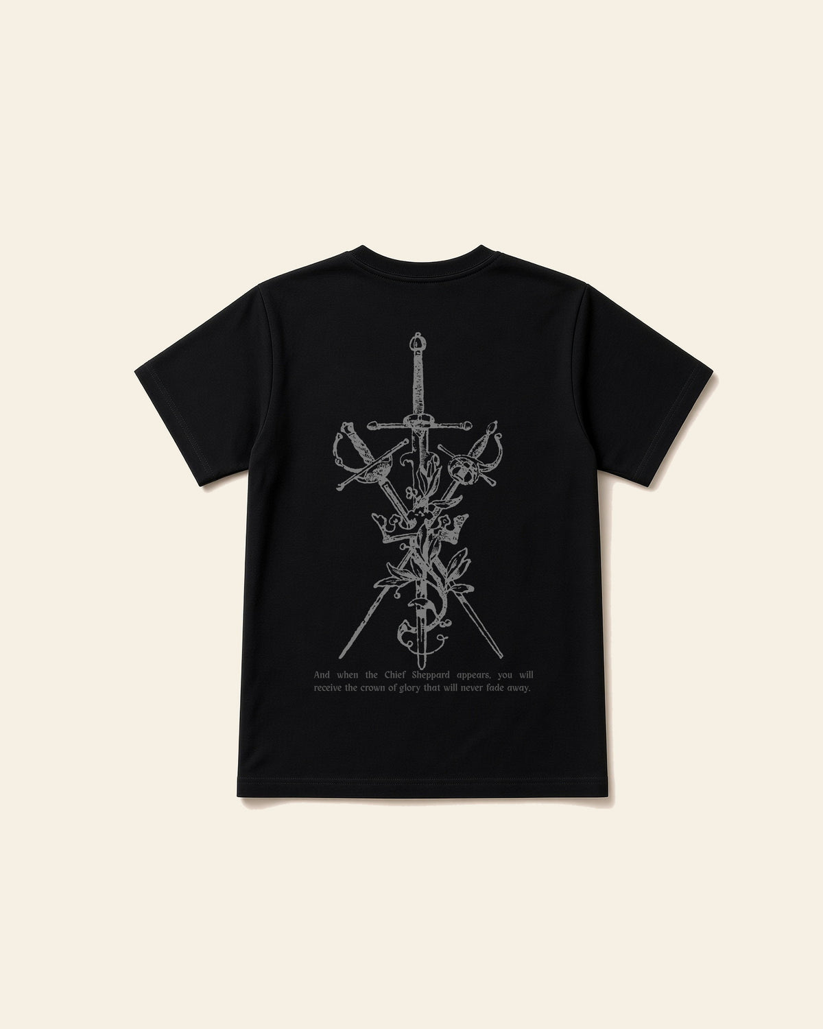 Crown of Glory - Adult Heavyweight Cotton Tee, black, back