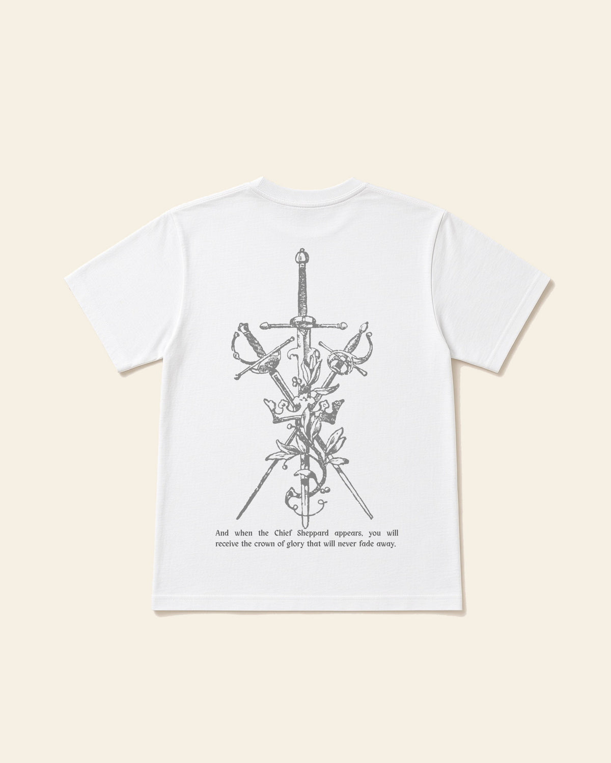 Crown of Glory - Adult Heavyweight Cotton Tee, white, back