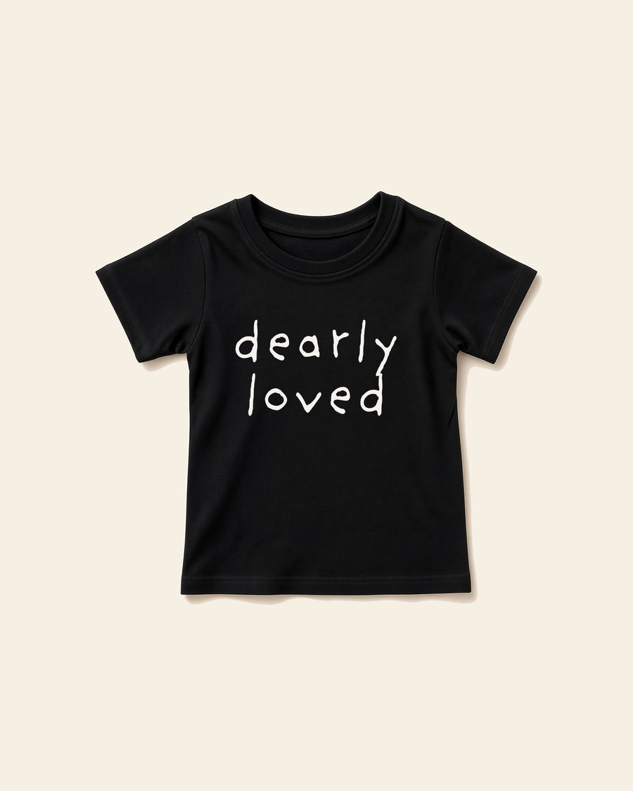 Dearly Loved - Baby Organic Cotton Tee, black, front