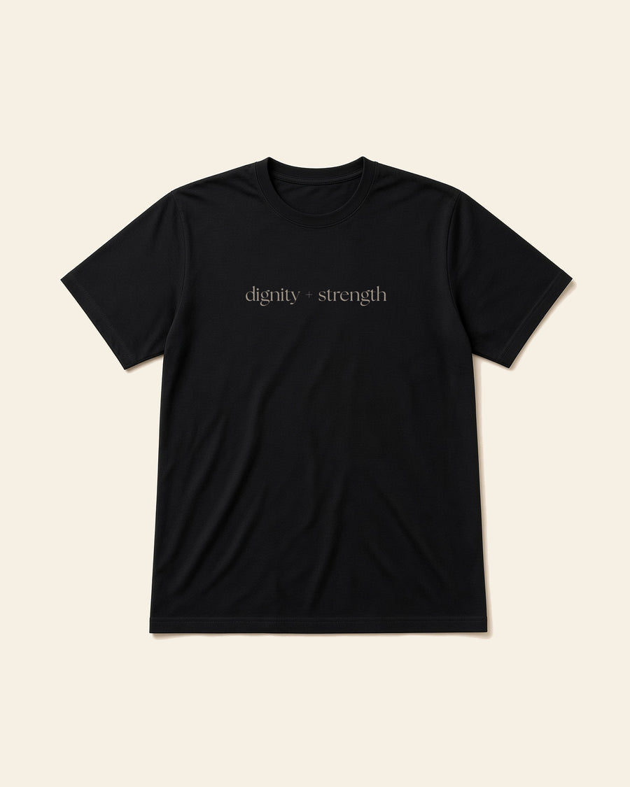 Dignity and Strength - Adult Organic Bamboo Tee, black, front