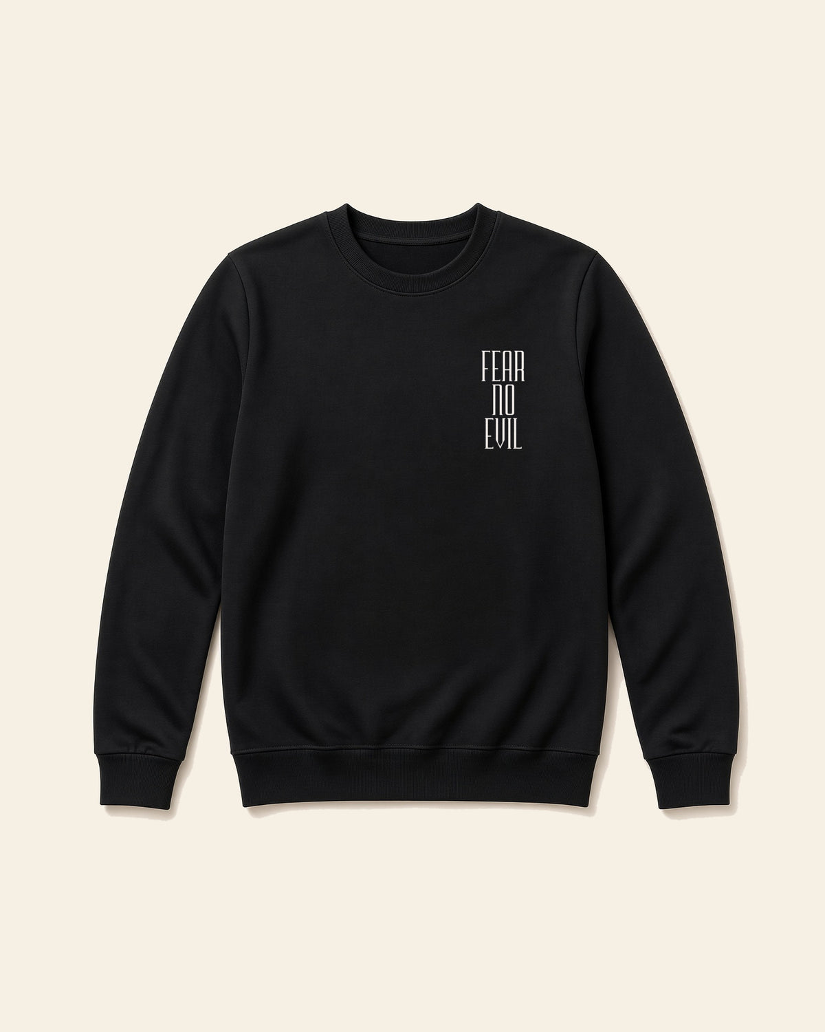 Fear No Evil - Adult Fleece Crewneck, black, front