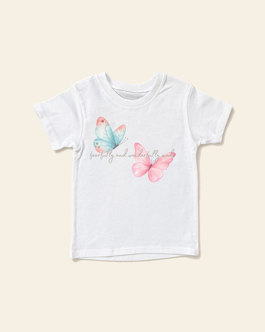 Fearfully Made Butterfly - Baby Organic Cotton Tee, white, front