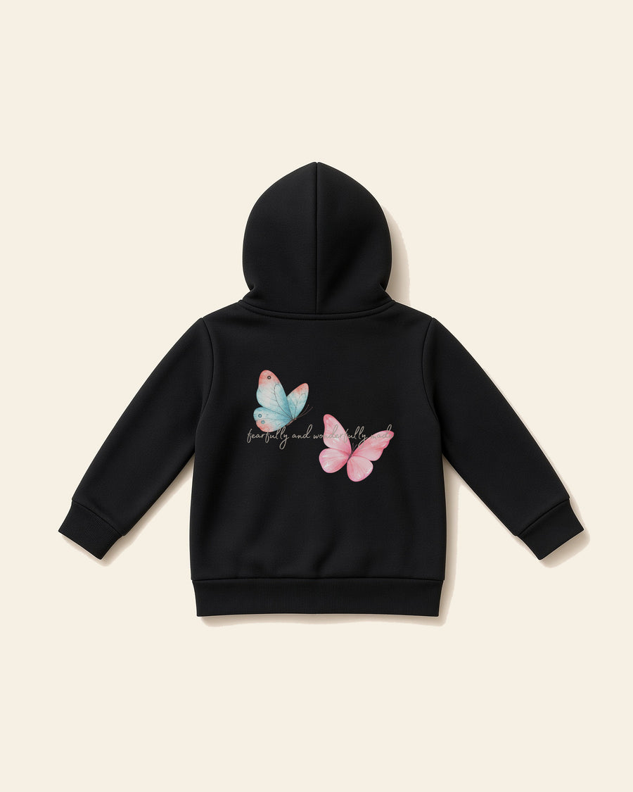 Fearfully Made Butterfly - Baby Fleece Zip Hoodie, black, back