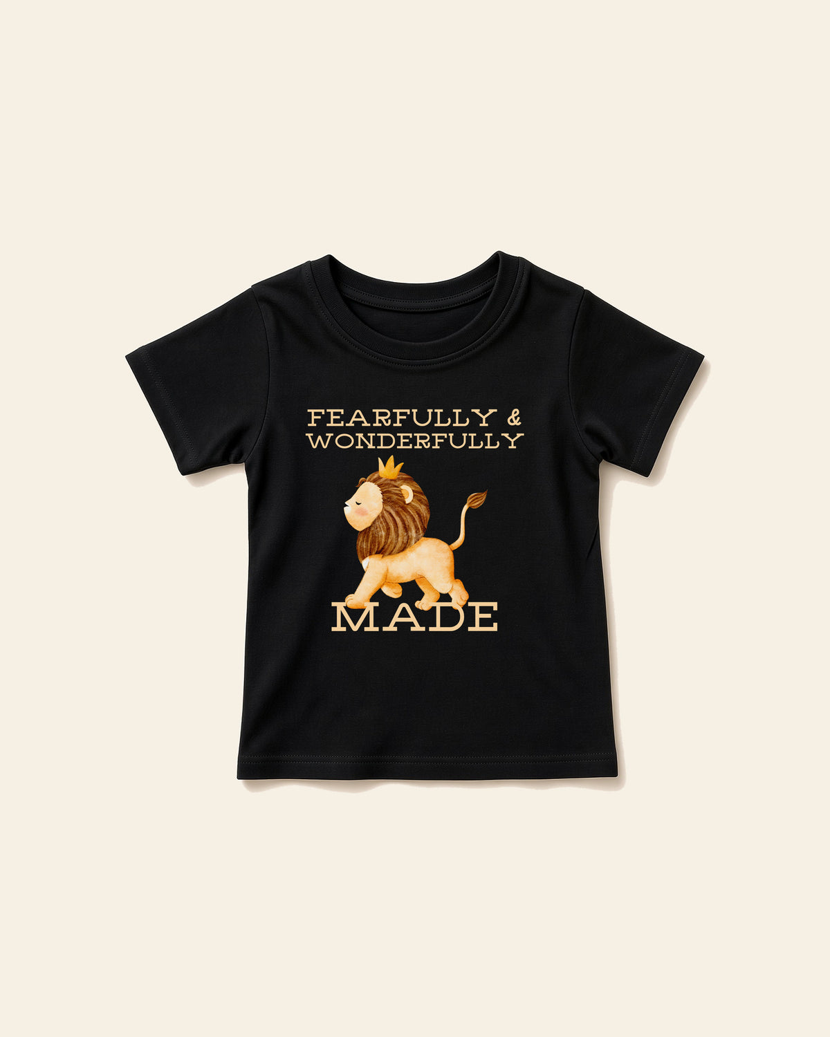 Fearfully Made Lion - Baby Organic Cotton Tee, black, front