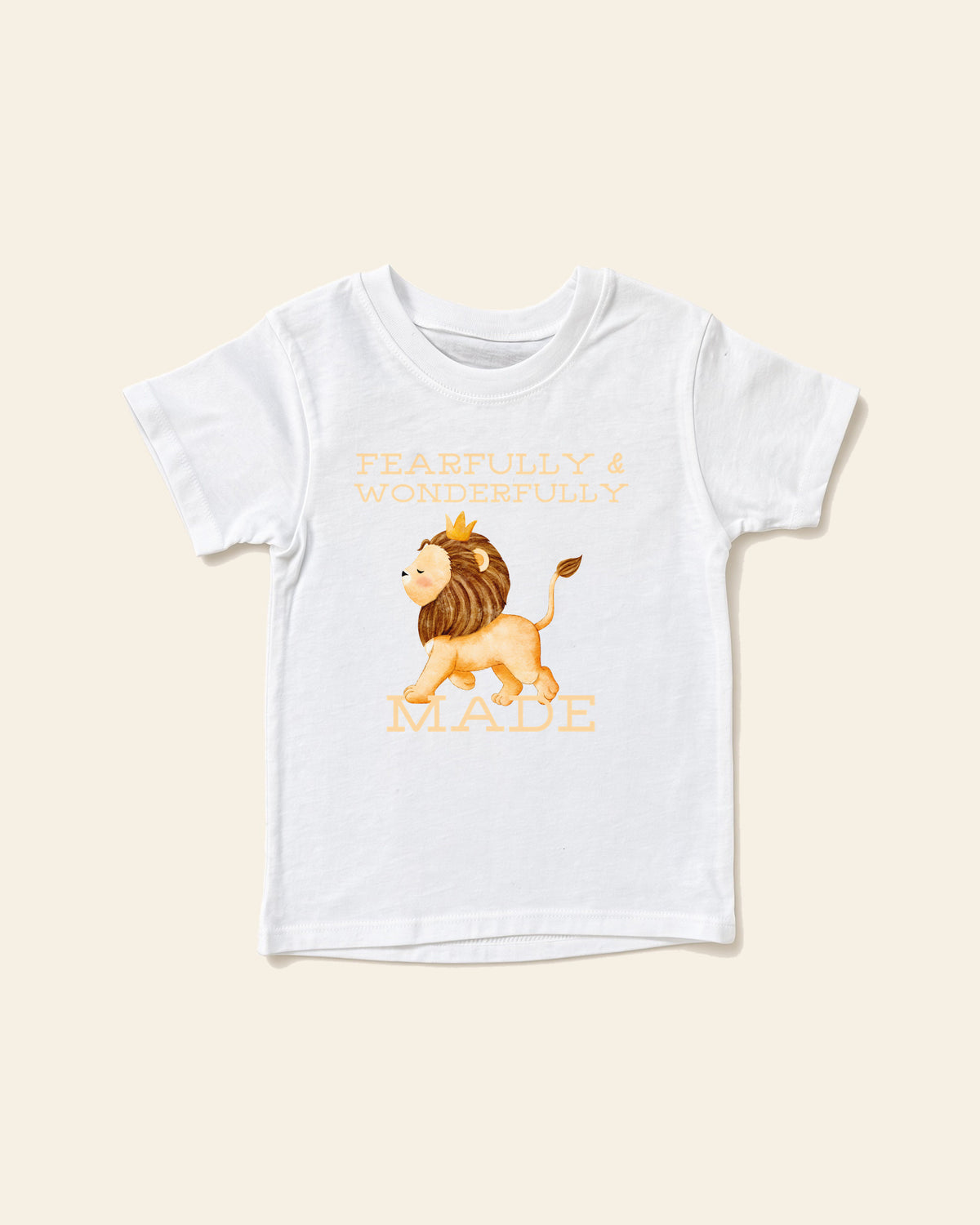 Fearfully Made Lion - Baby Organic Cotton Tee, white, front