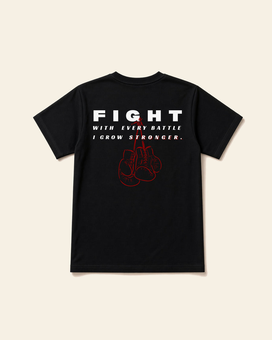 Fight - Adult Everyday Cotton Tee, black, back