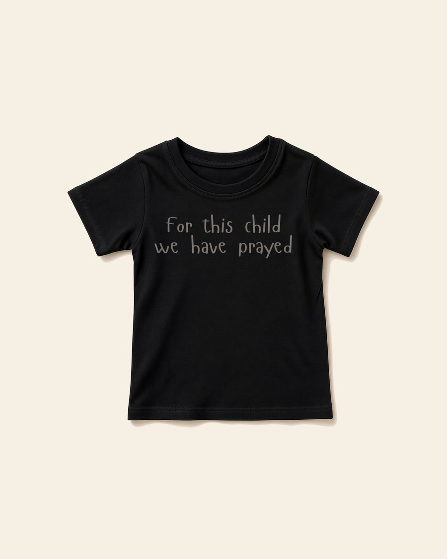 For This Child I Have Prayed Stone - Baby Organic Cotton Tee, black, front