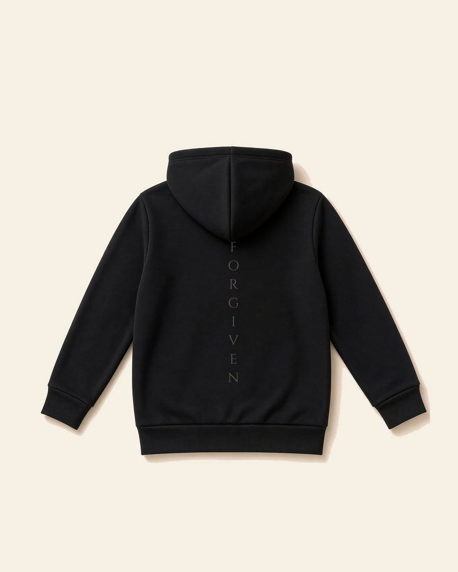 Forgiven - Youth Fleece Hoodie, black, back