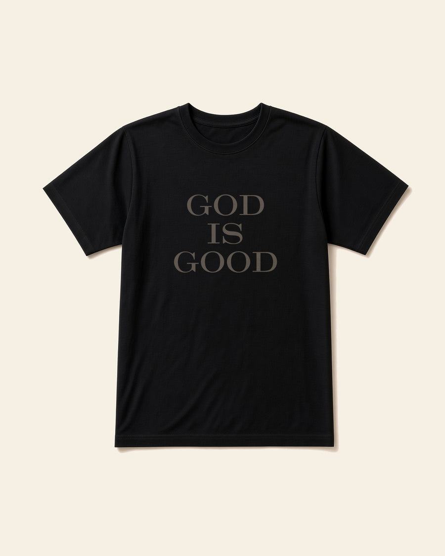 God Is Good All The Time - Adult Everyday Cotton Tee, black, front