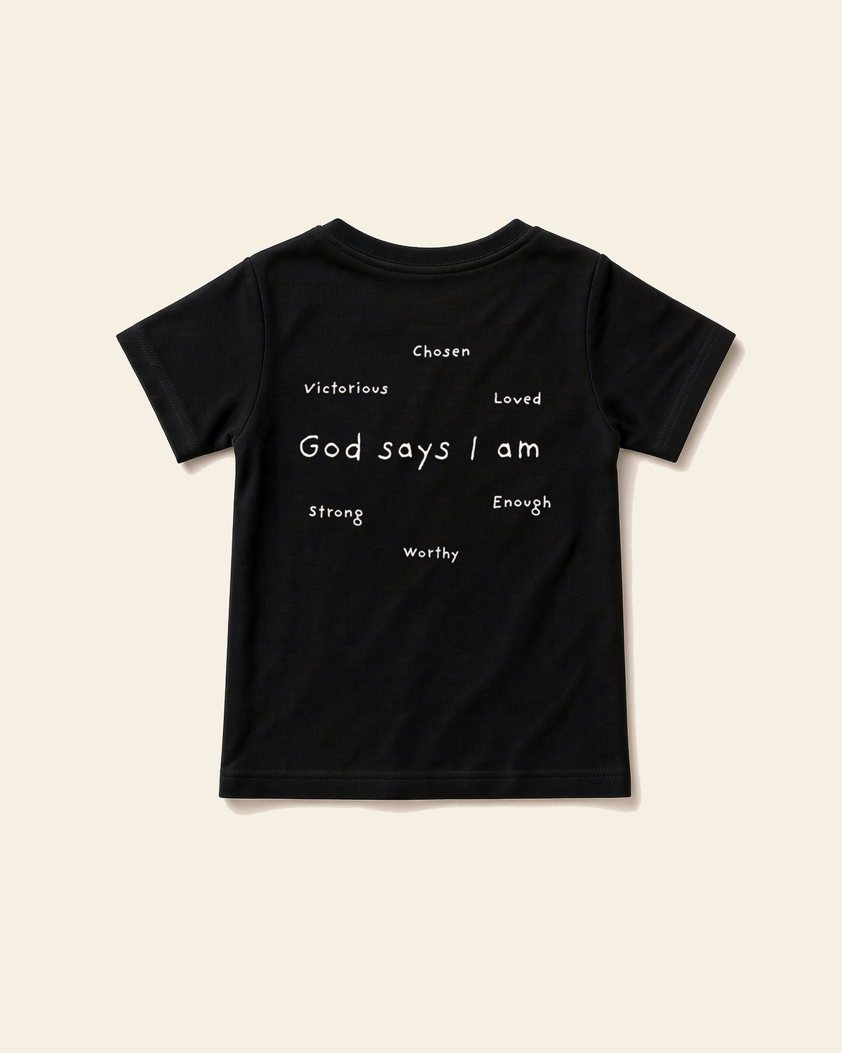 God Says I Am - Toddler Organic Cotton Tee, black, back