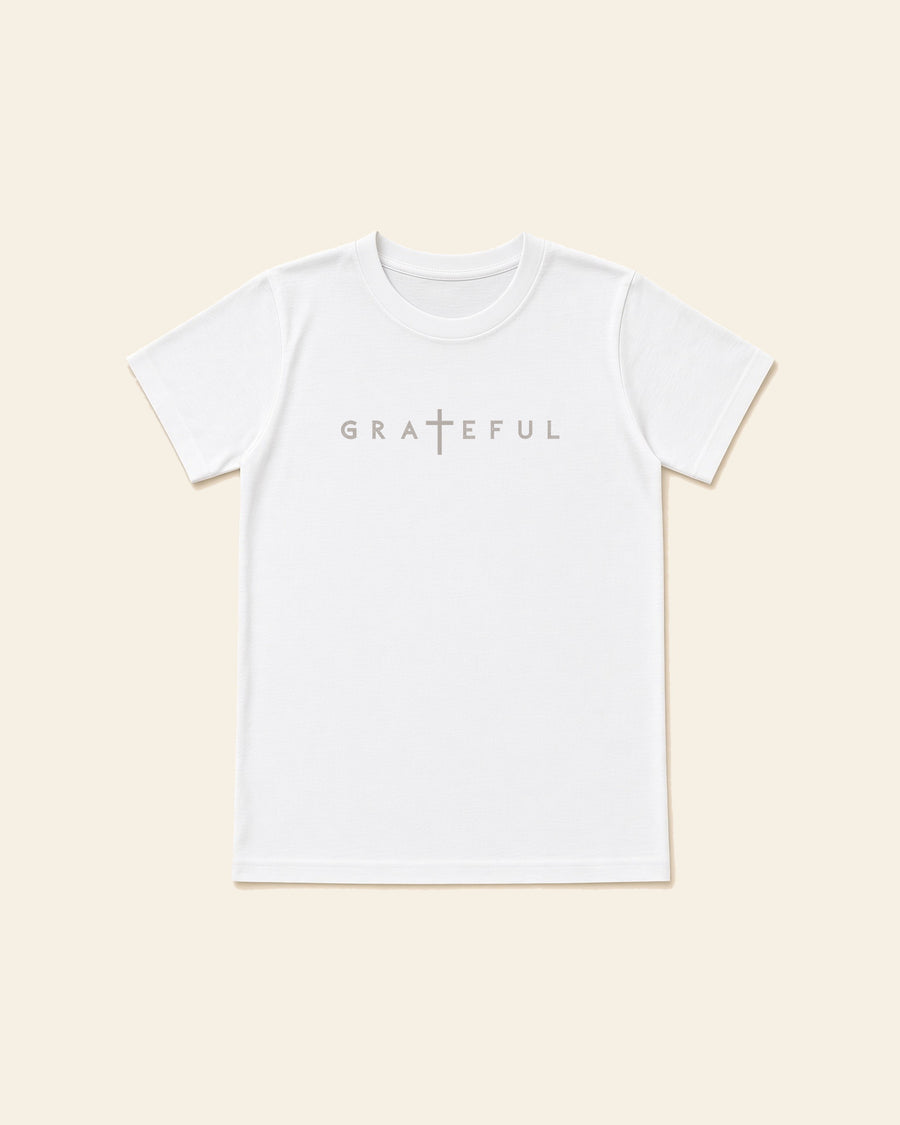 Grateful - Youth Classic Cotton Tee, white, front