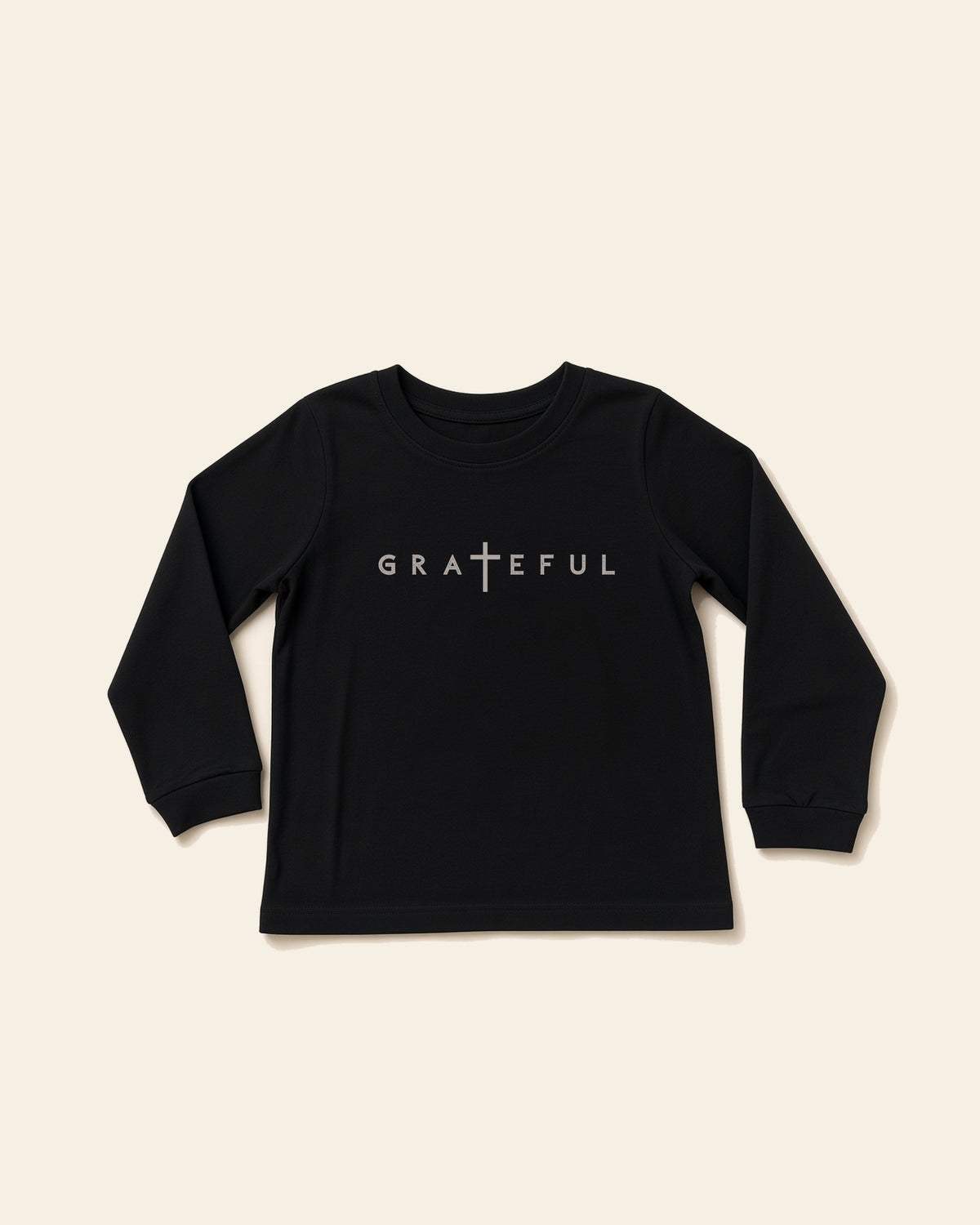 Grateful - Youth Long Sleeve Tee, black, front