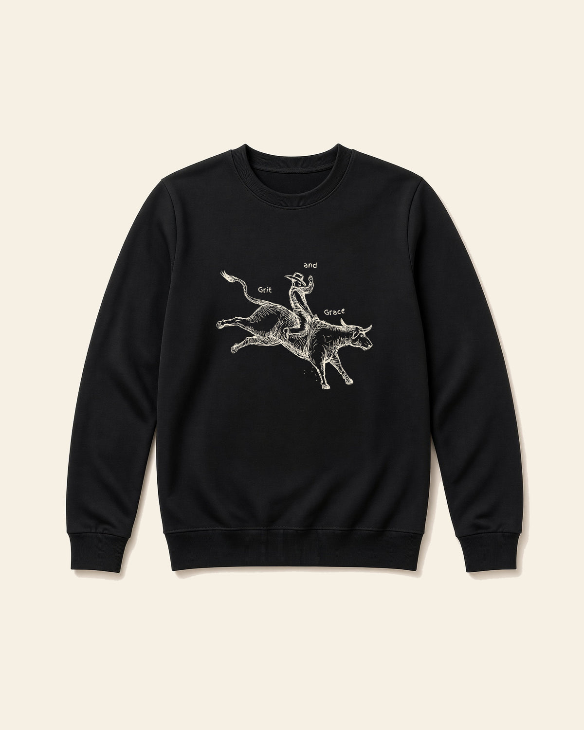 Grit and Grace - Adult Fleece Crewneck, black, front