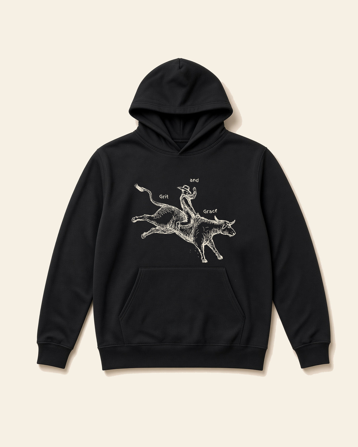Grit and Grace - Adult Heavyweight Fleece Hoodie, black, front