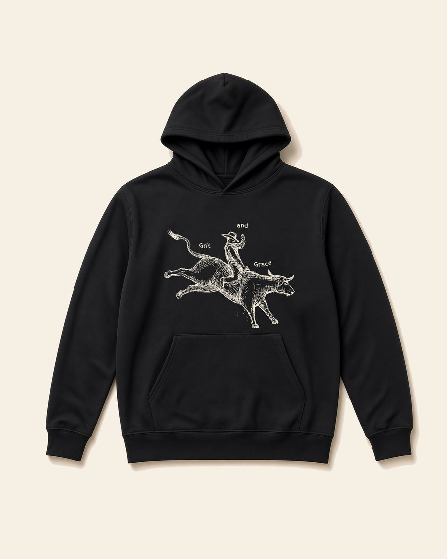 Grit and Grace - Adult Heavyweight Fleece Hoodie, black, front