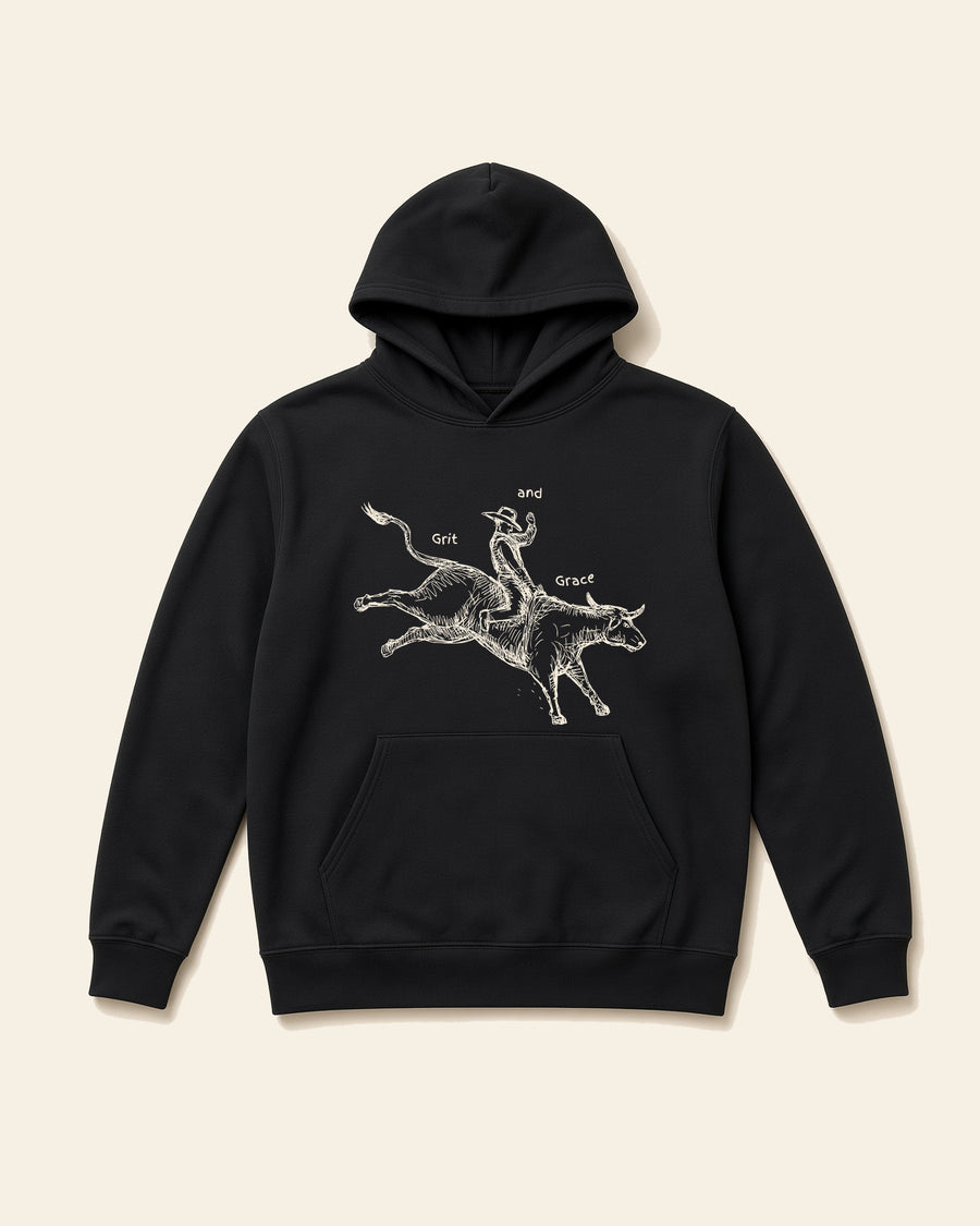 Grit and Grace - Adult Fleece Hoodie, black, front