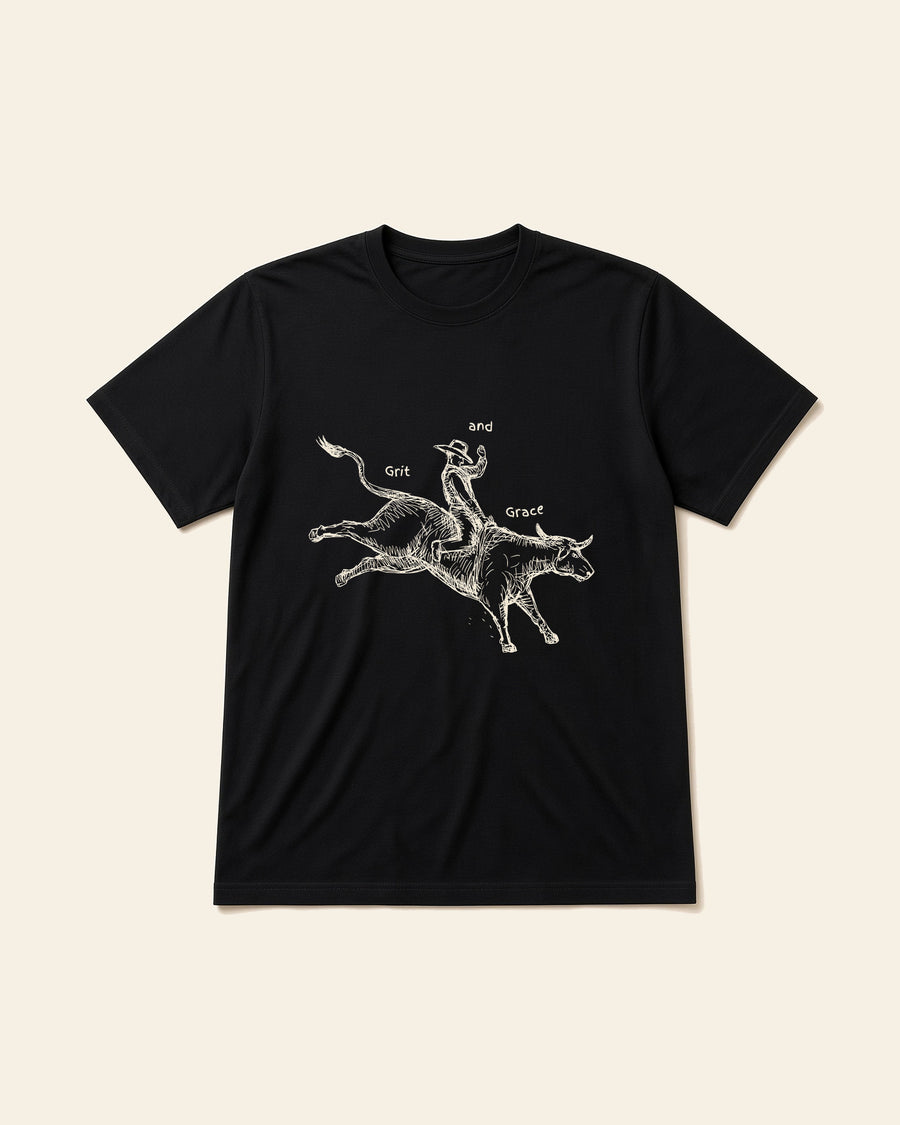 Grit and Grace - Adult Organic Bamboo Tee, black, front