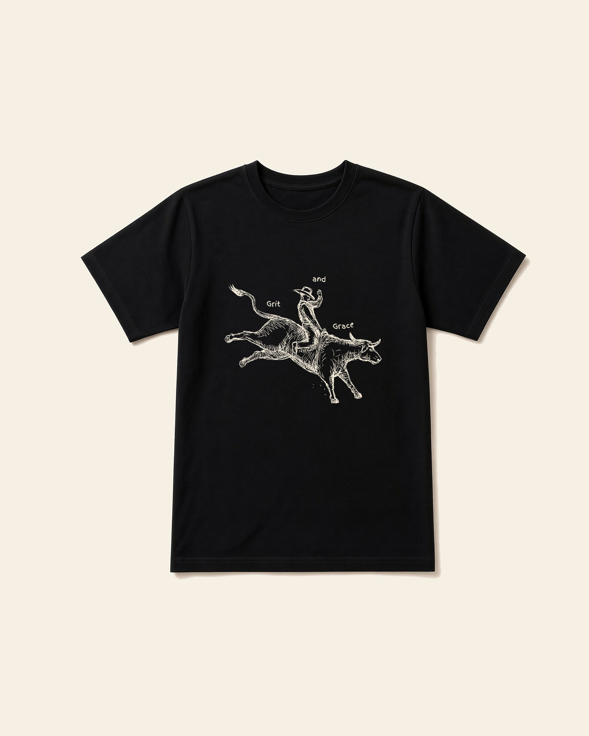 Grit and Grace - Adult Heavyweight Cotton Tee, black, front