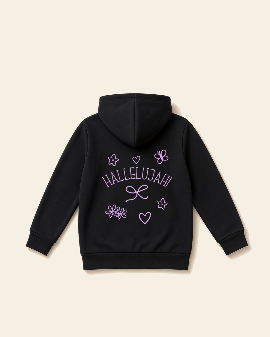 Hallelujah - Toddler Fleece Hoodie, black, back