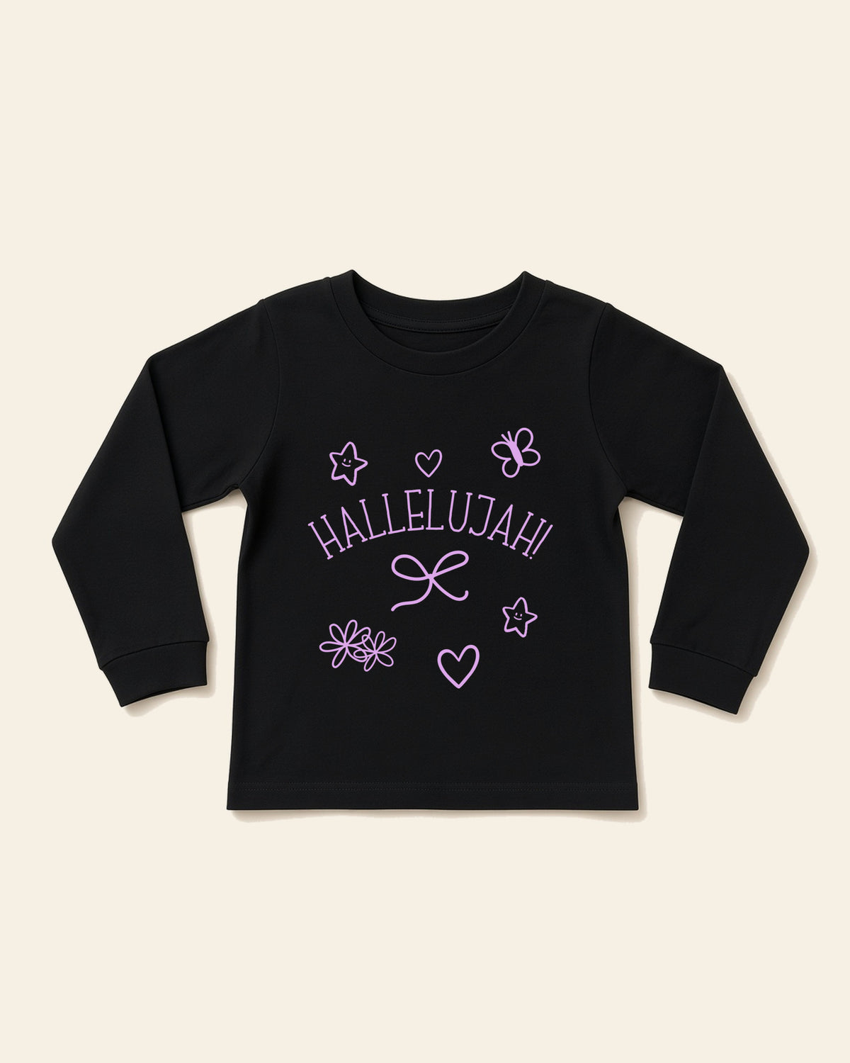 Hallelujah - Toddler Long Sleeve Tee, black, front