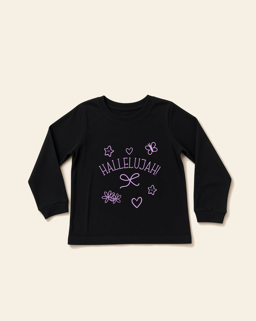 Hallelujah - Youth Long Sleeve Tee, black, front