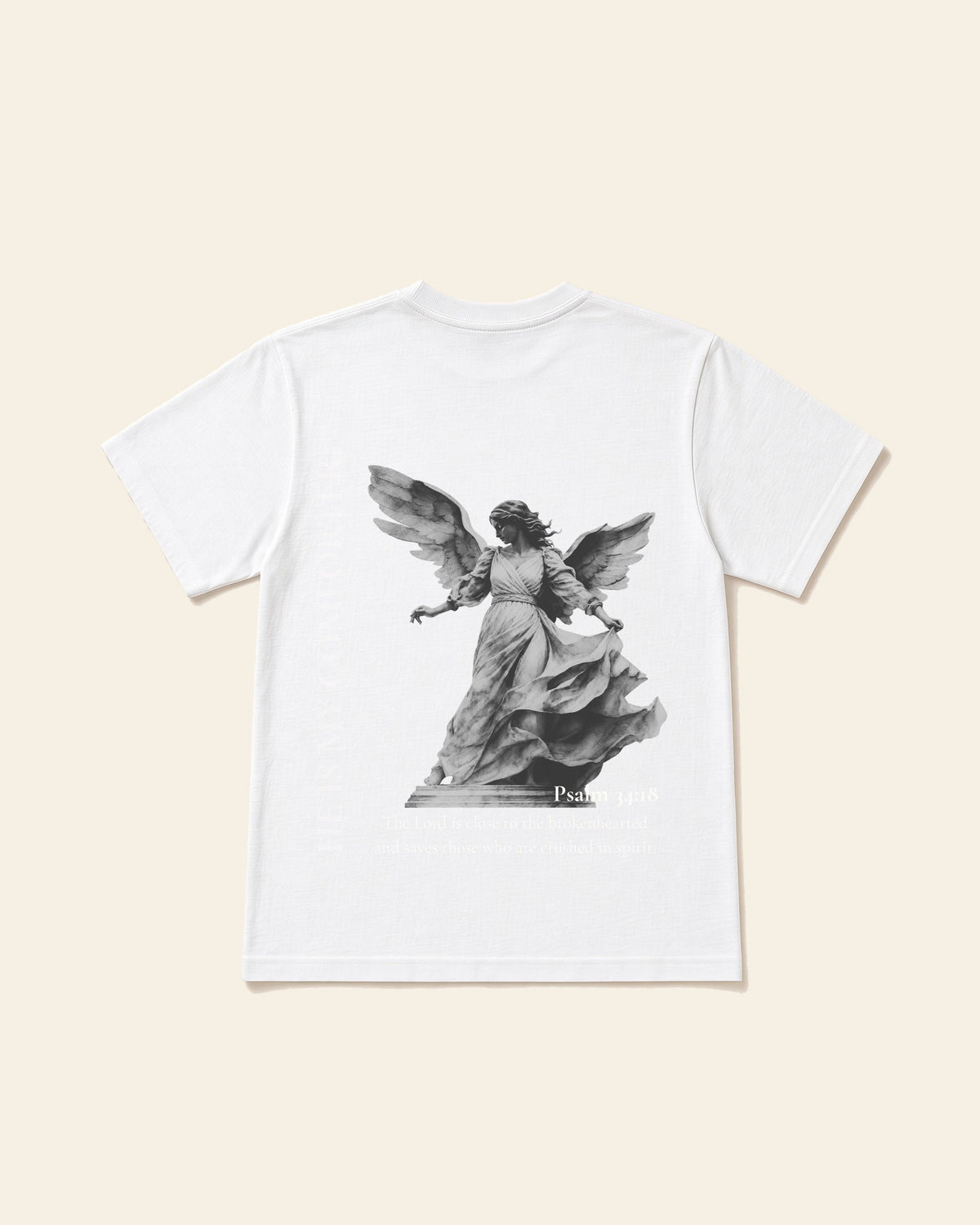 He's My Comforter - Adult Everyday Cotton Tee, white, back