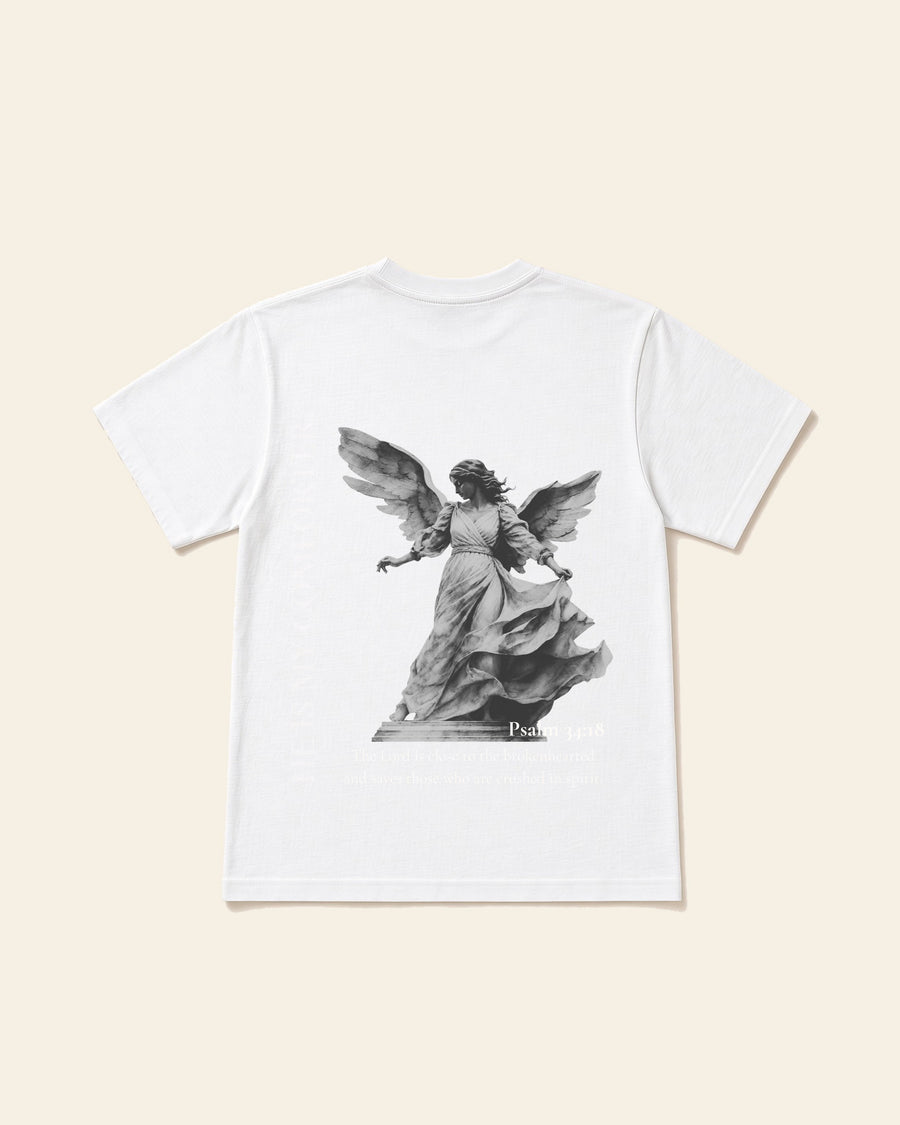 He's My Comforter - Adult Everyday Cotton Tee, white, back
