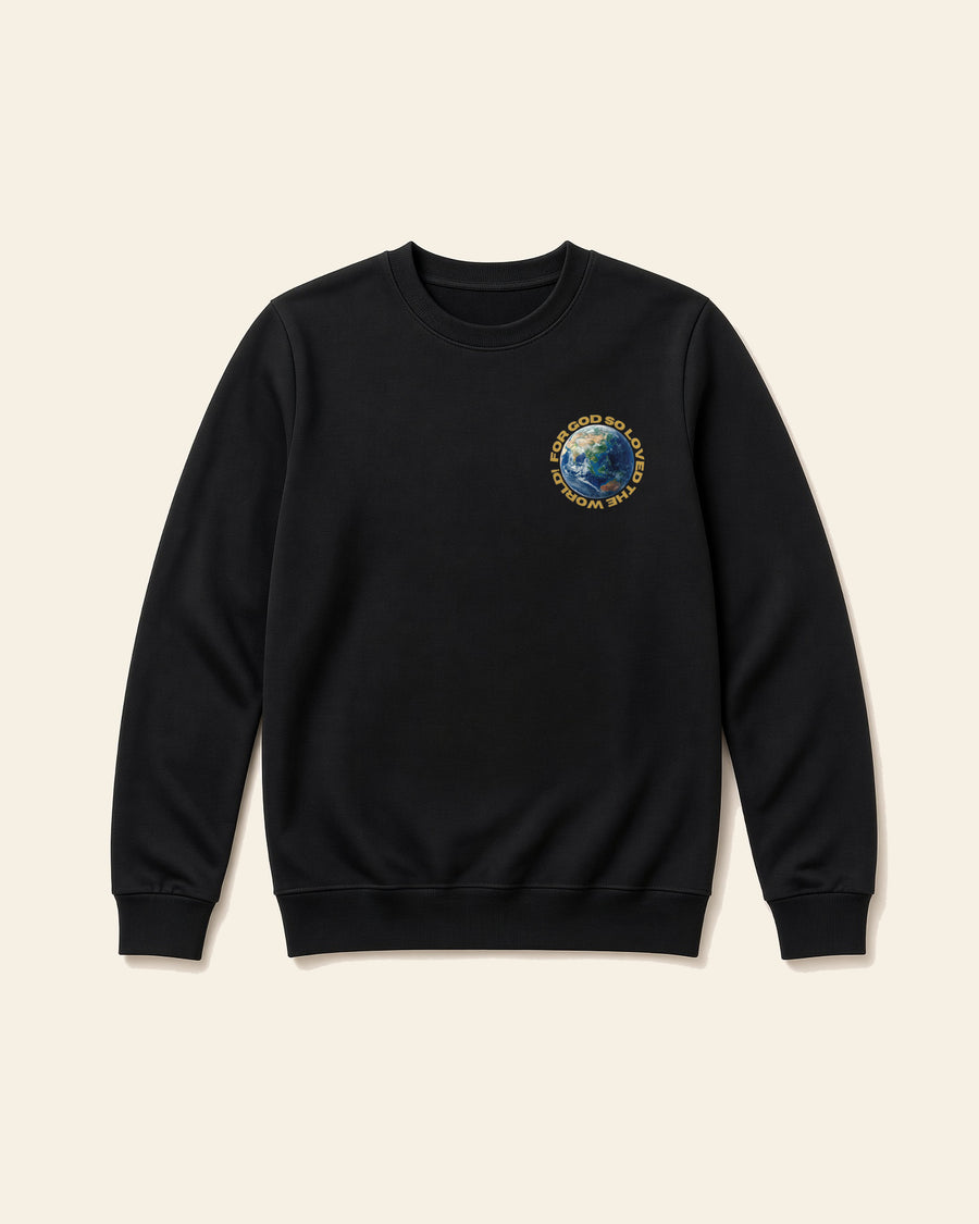John 3:16 - Adult Fleece Crewneck, black, front
