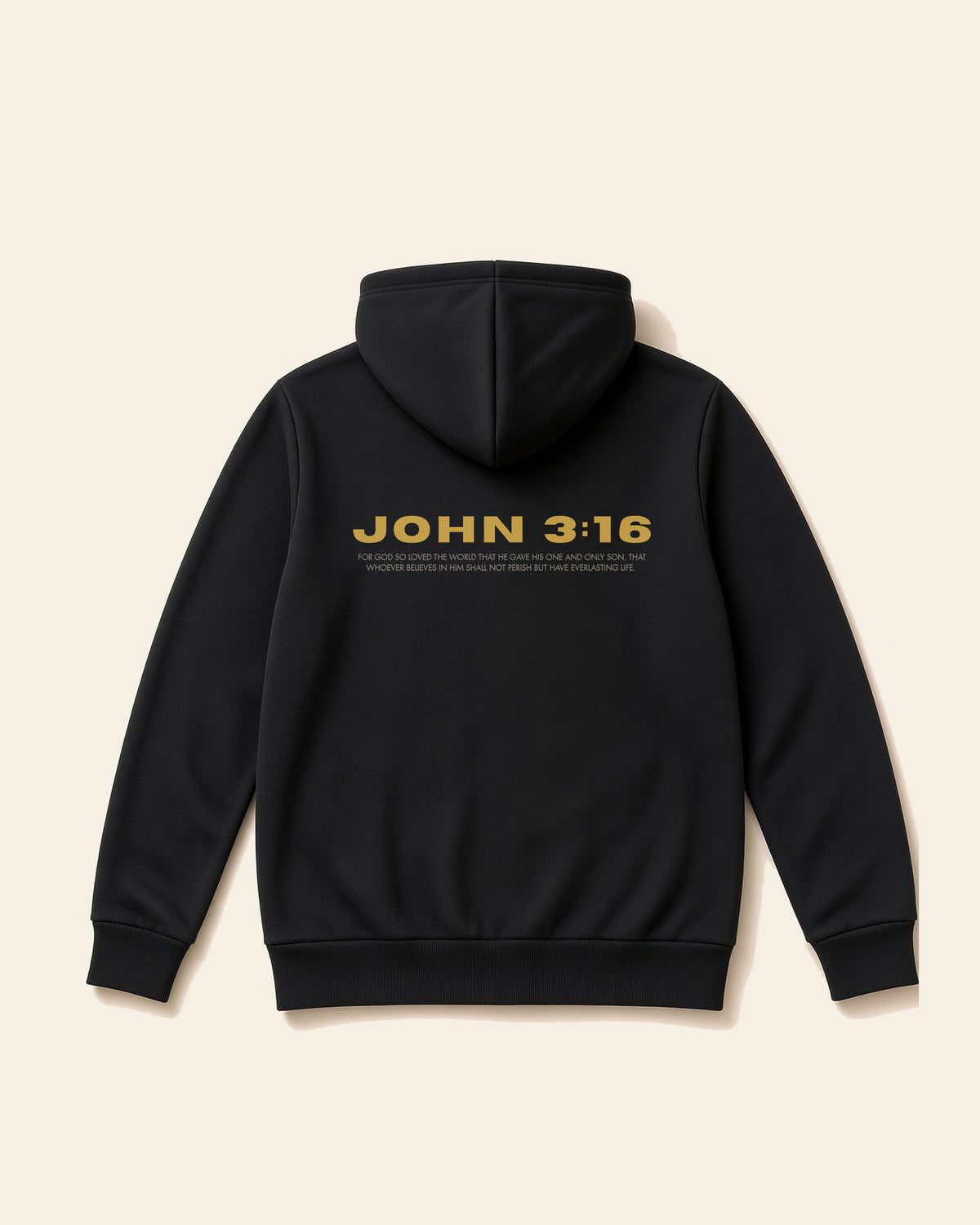John 3:16 - Adult Heavyweight Fleece Hoodie, black, back
