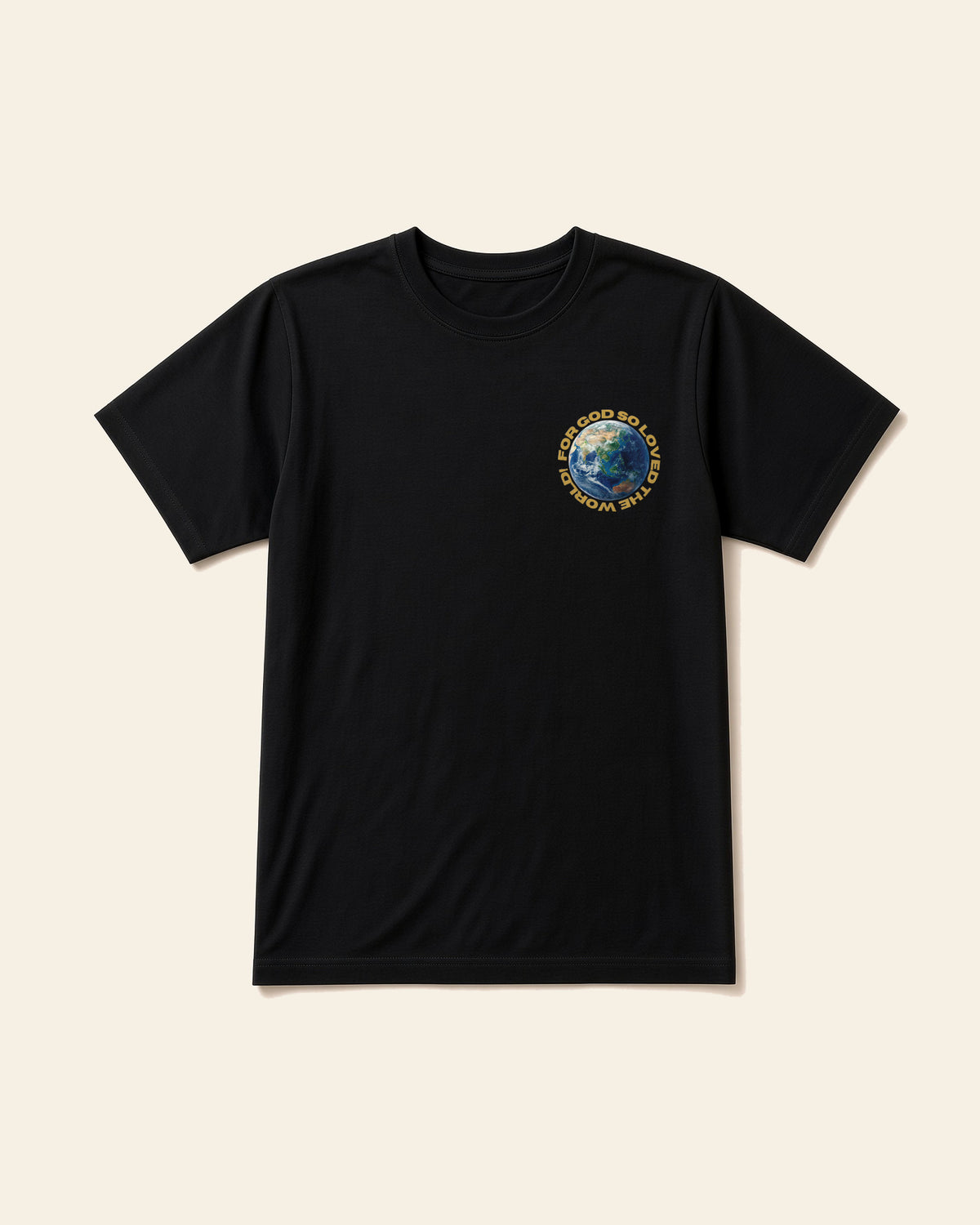 John 3:16 - Adult Everyday Cotton Tee, black, front