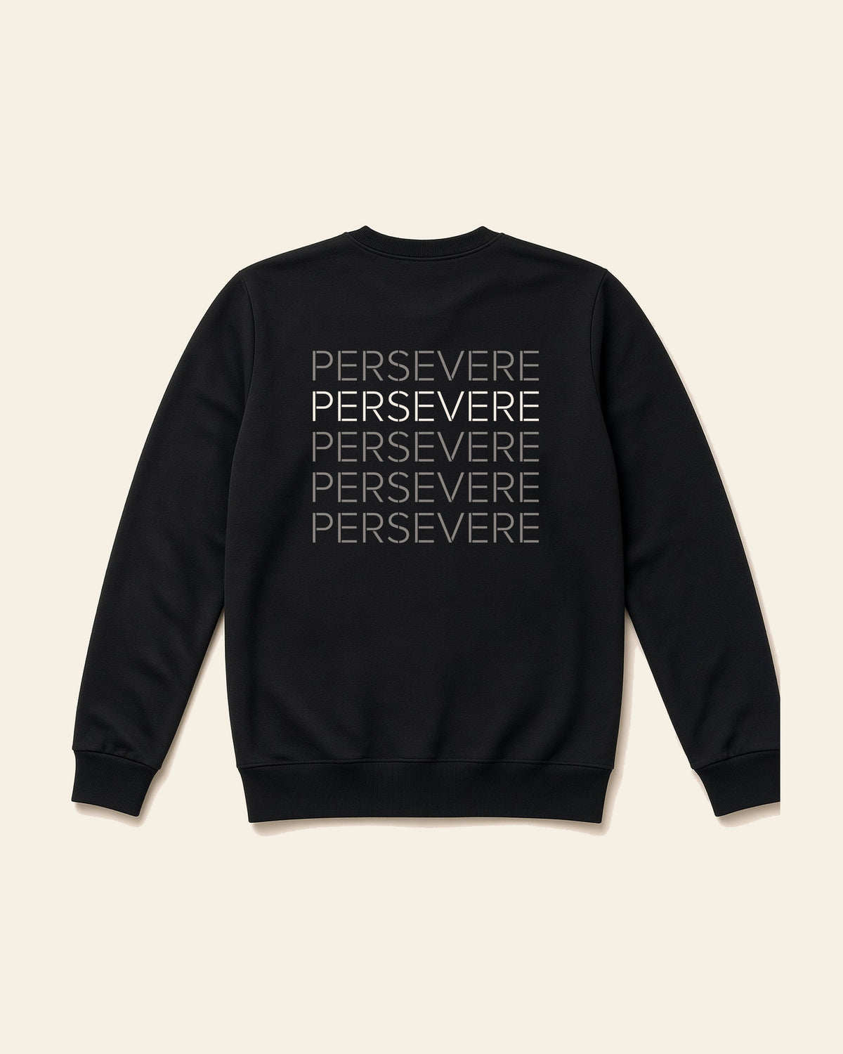 Never Give In - Adult Fleece Crewneck, black, back