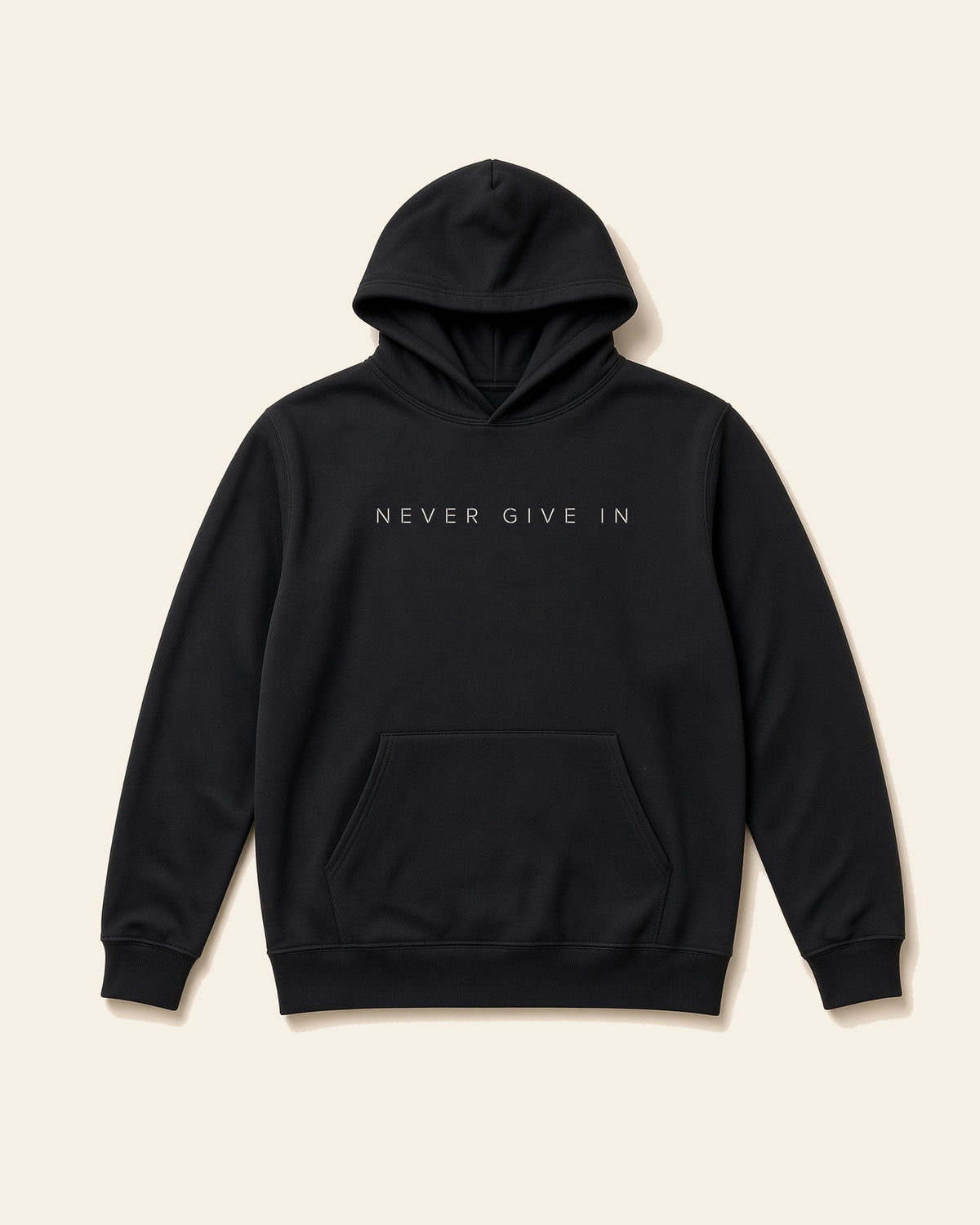 Never Give In - Adult Heavyweight Fleece Hoodie, black, front