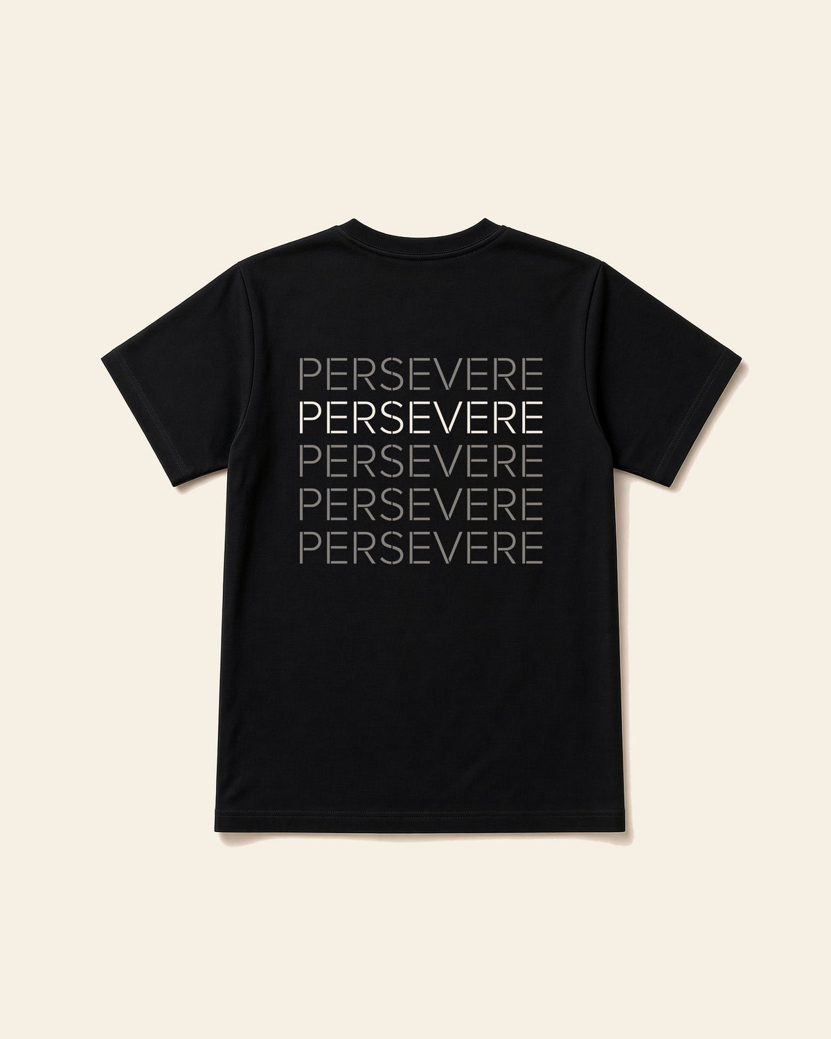 Never Give In - Adult Everyday Cotton Tee, black, back
