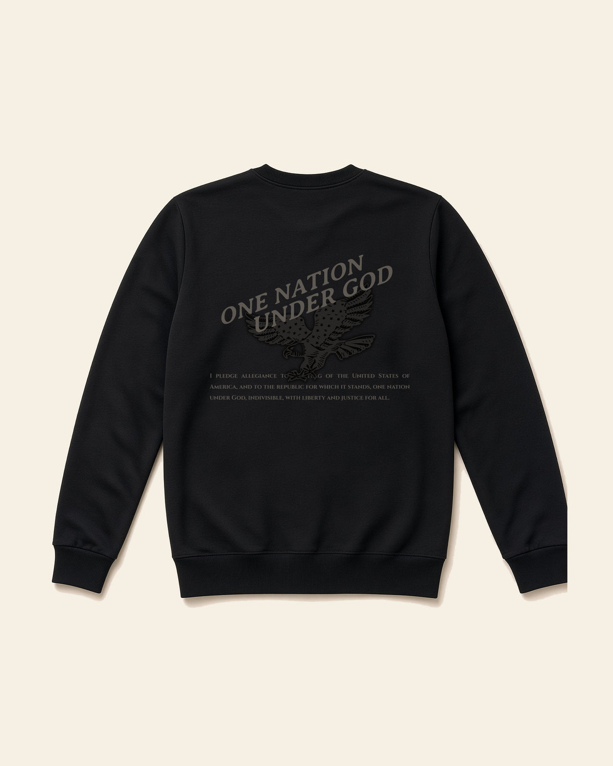 One Nation Eagle - Adult Fleece Crewneck, black, back