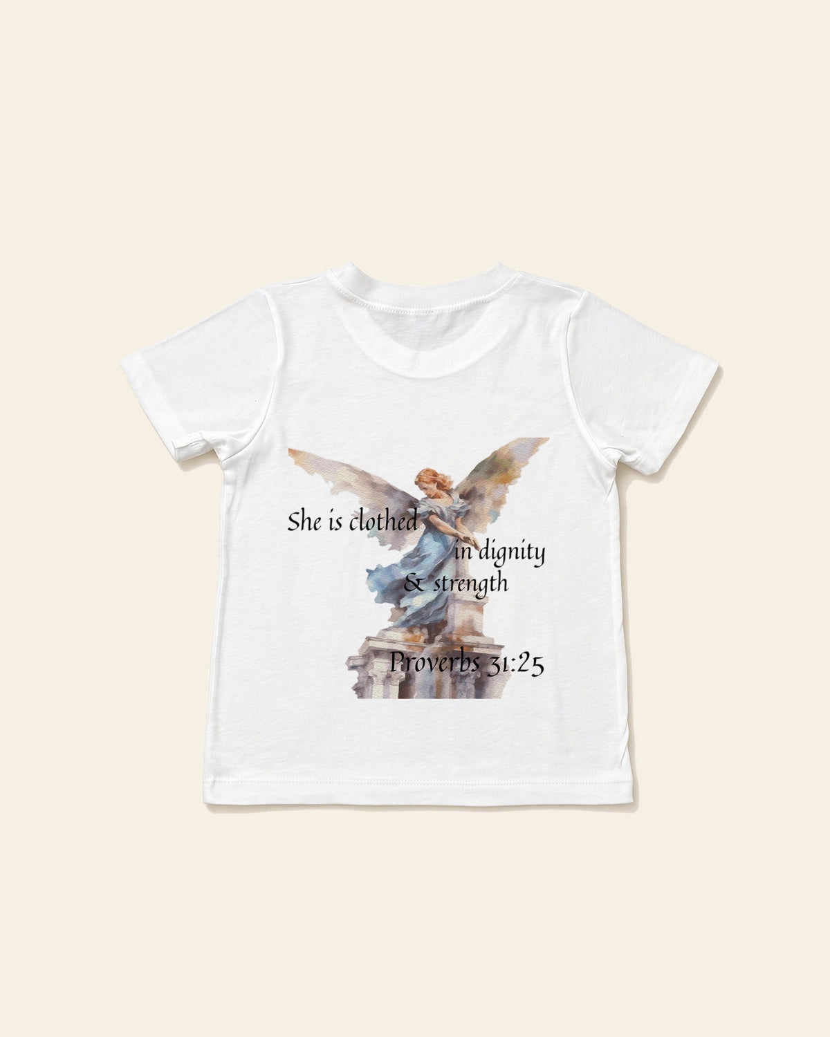 Proverbs Angel Black - Toddler Organic Cotton Tee, white, back