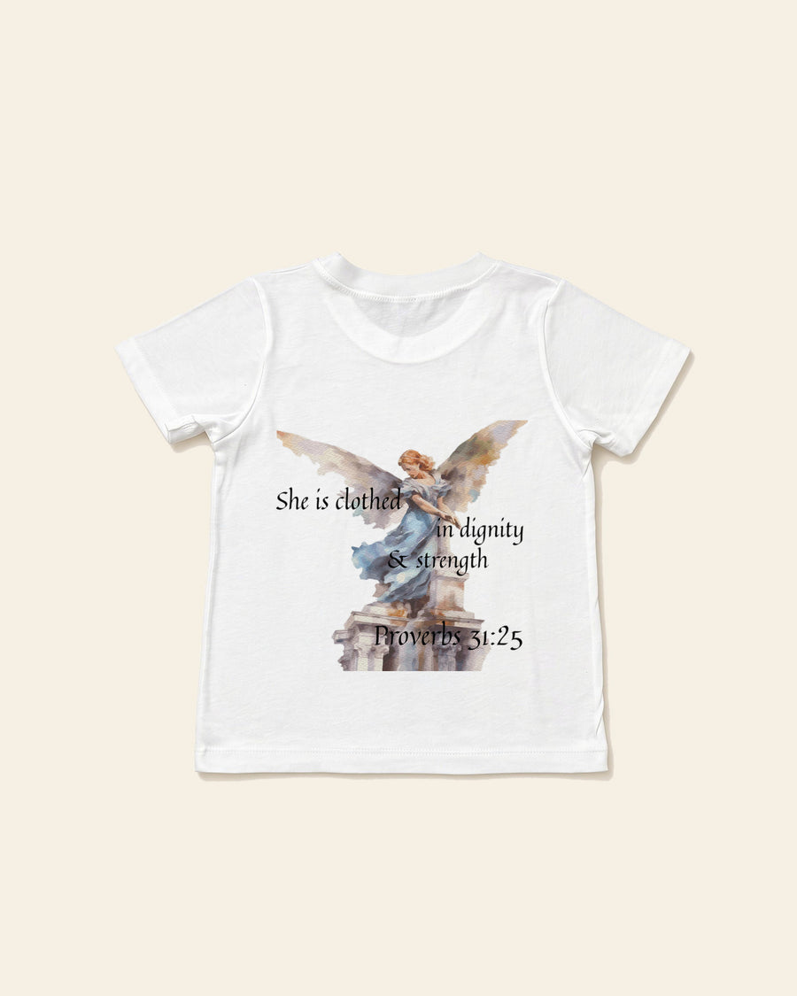 Proverbs Angel Black - Toddler Organic Cotton Tee, white, back