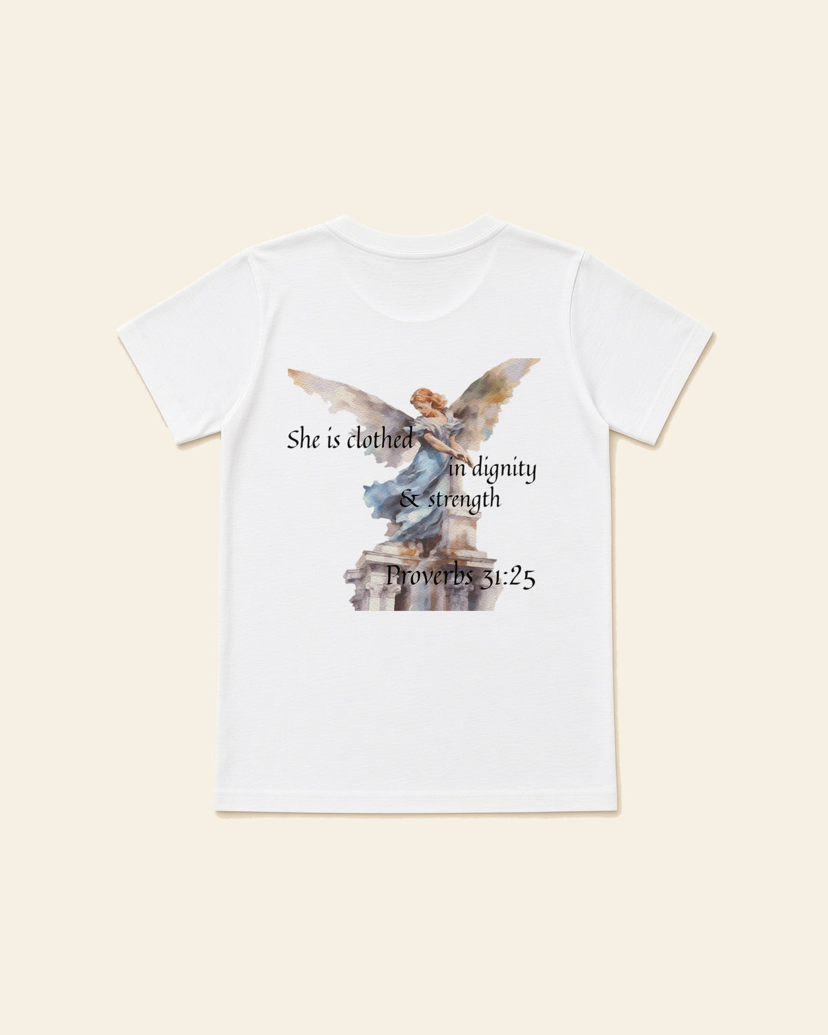 Proverbs Angel Black - Youth Classic Cotton Tee, white, back