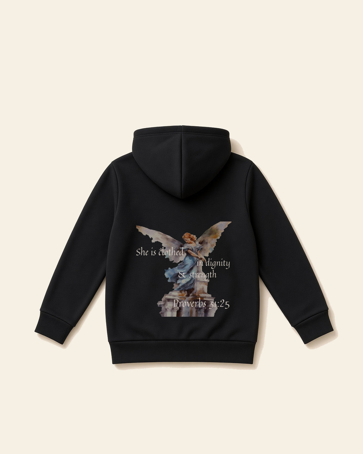 Proverbs Angel White - Toddler Fleece Hoodie, black, back