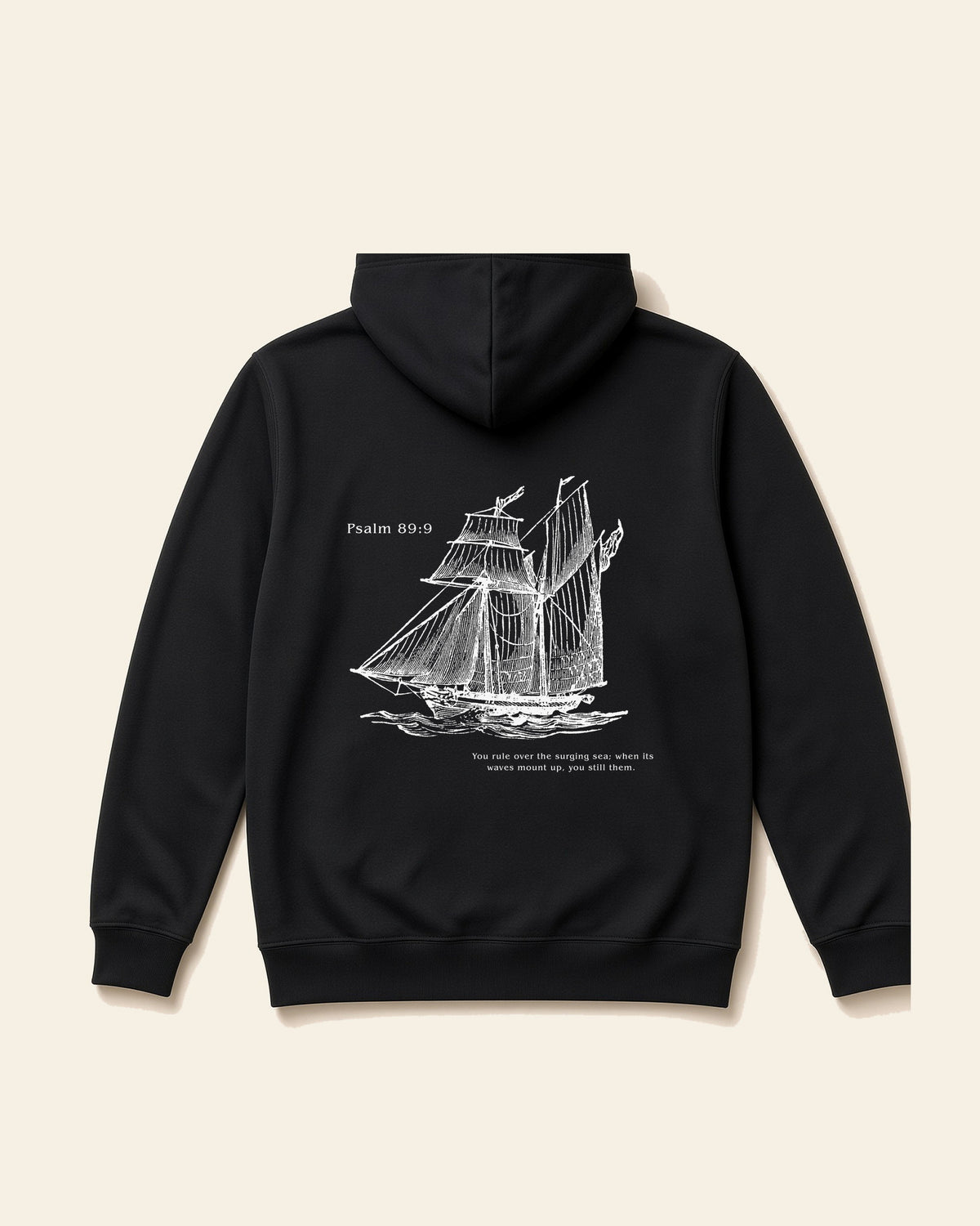 Psalm Boat - Adult Fleece Hoodie, black, back