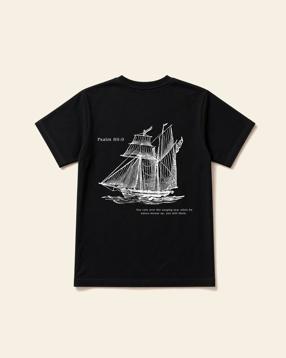 Psalm Boat - Adult Everyday Cotton Tee, black, back