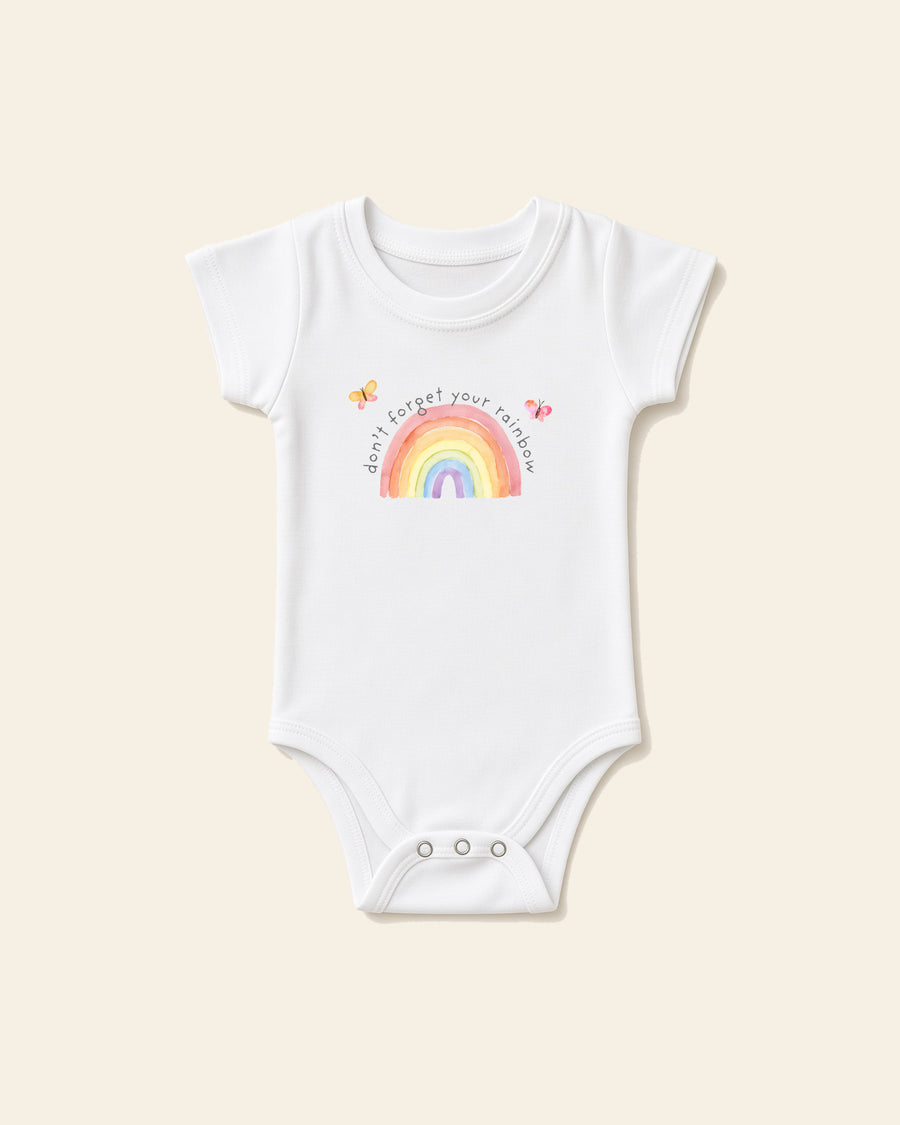 The Rainbow - Baby Organic Onesie, white, front