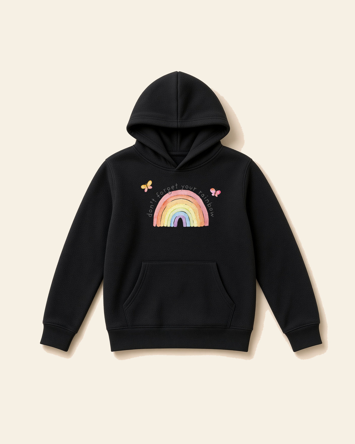 The Rainbow - Youth Fleece Hoodie, black, front