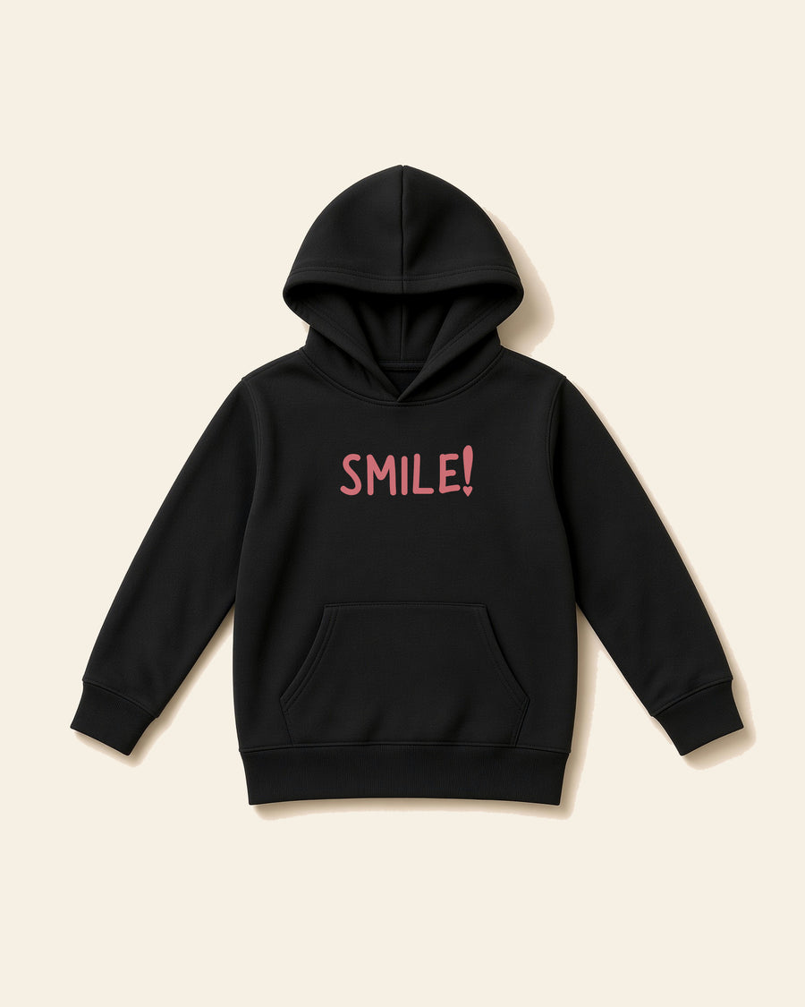 Smile - Toddler Fleece Hoodie, black, front