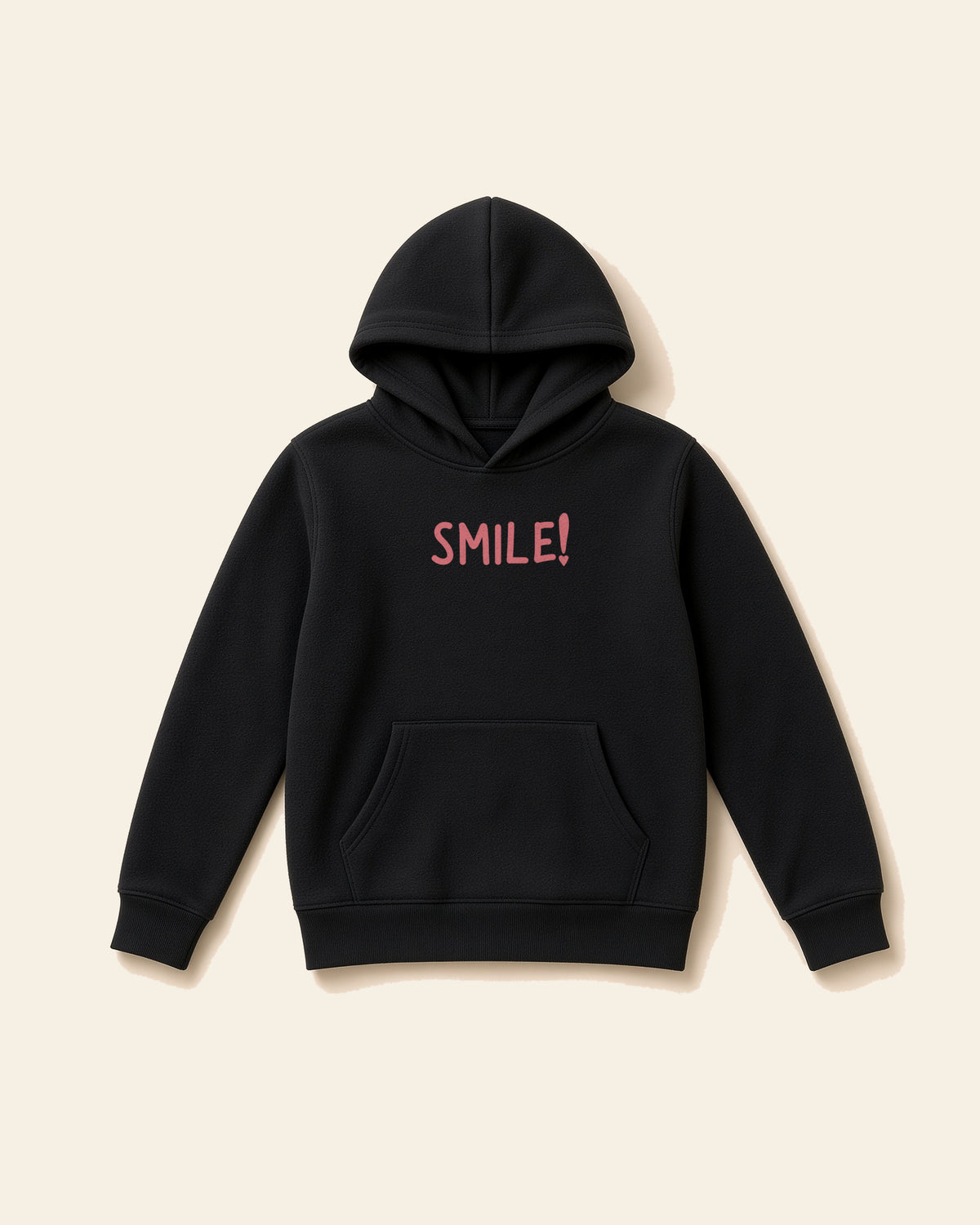 Smile - Youth Fleece Hoodie, black, front
