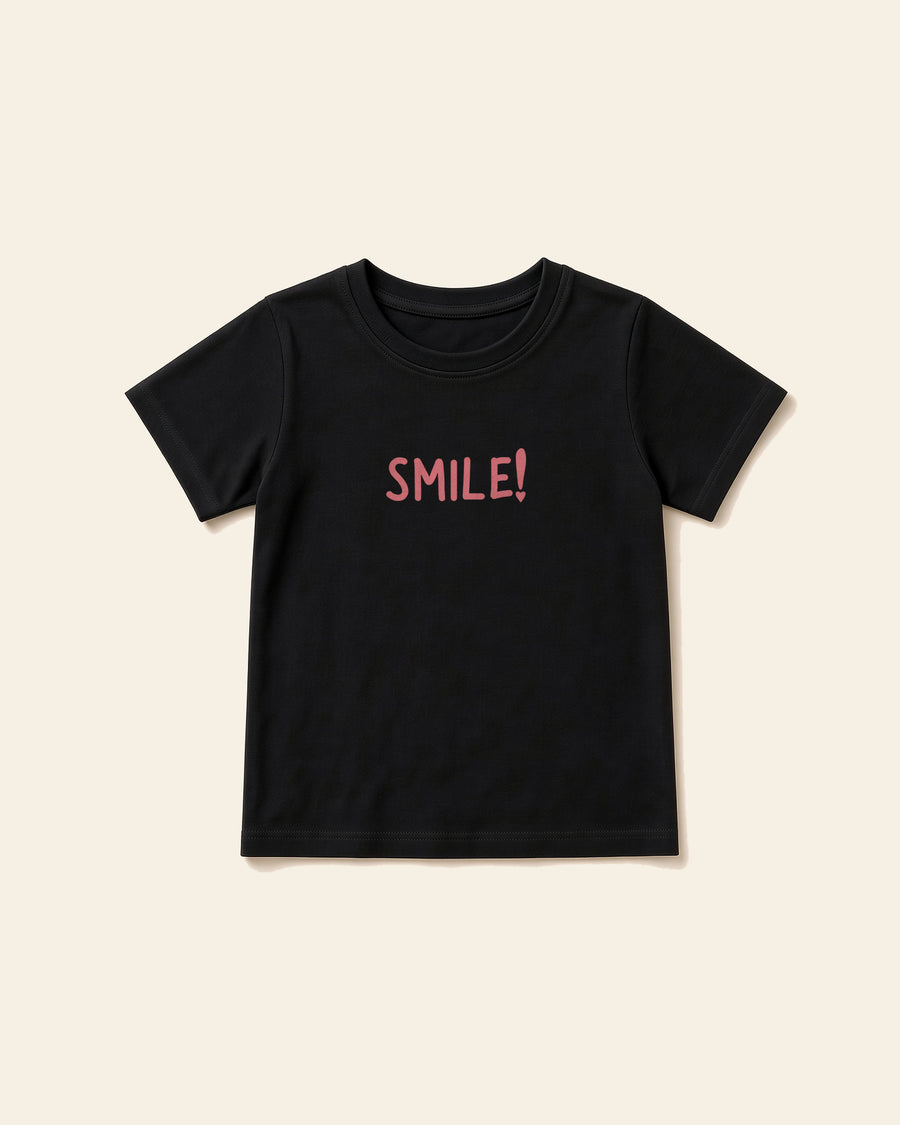 Smile - Youth Everyday Cotton Tee, black, front