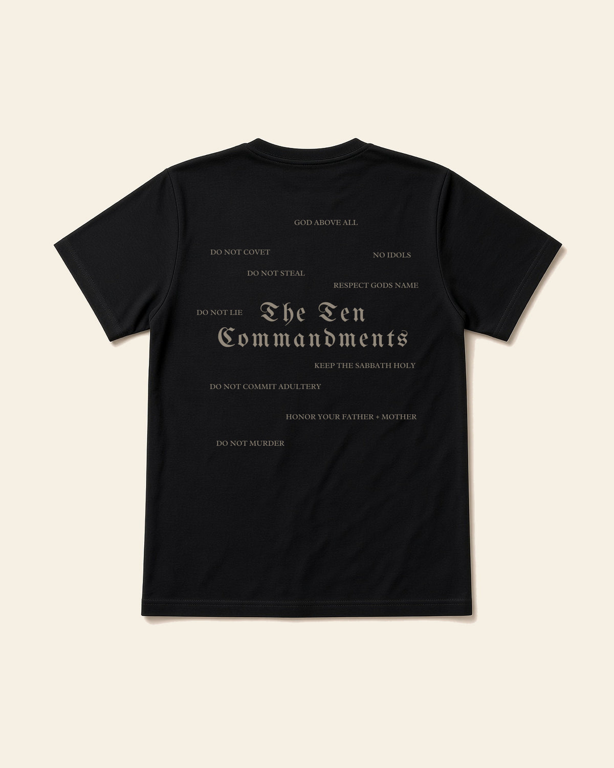 Ten Commandments - Adult Organic Bamboo Tee, black, back