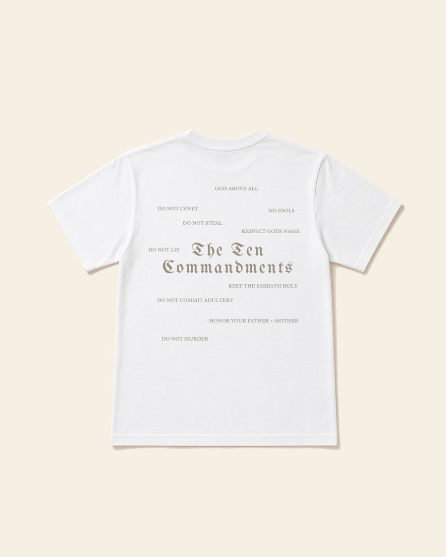 Ten Commandments - Adult Heavyweight Cotton Tee, white, back