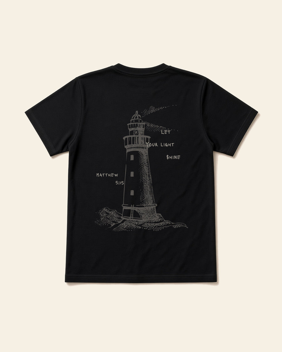 The Lighthouse - Adult Organic Bamboo Tee, black, back