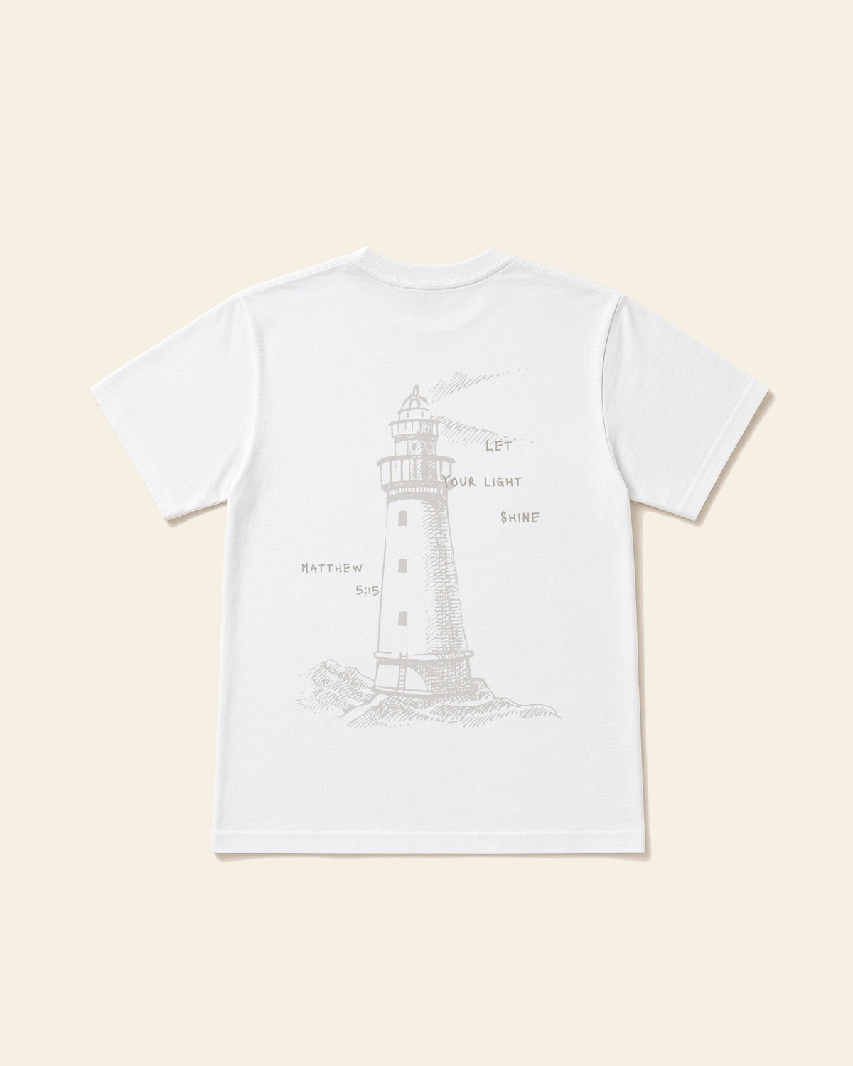 The Lighthouse - Adult Heavyweight Cotton Tee, white, back